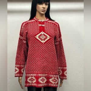 Vintage red cozy chenille snowflake sweater